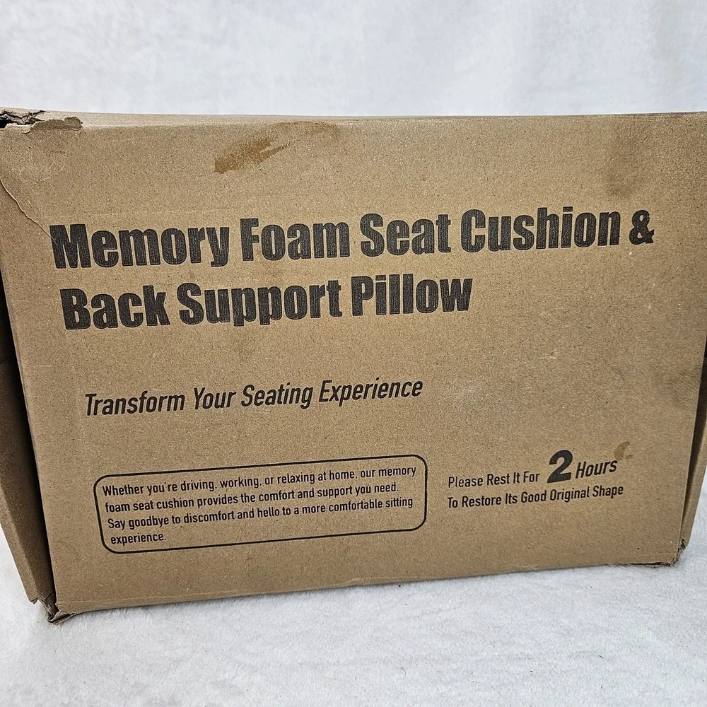 Kingphenix Memory Foam Car Seat Cushion & Lumbar Back Support Pillow Gray